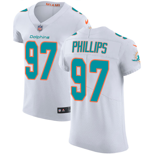 Nike Dolphins #97 Jordan Phillips White Men's Stitched NFL Vapor Untouchable Elite Jersey - Click Image to Close